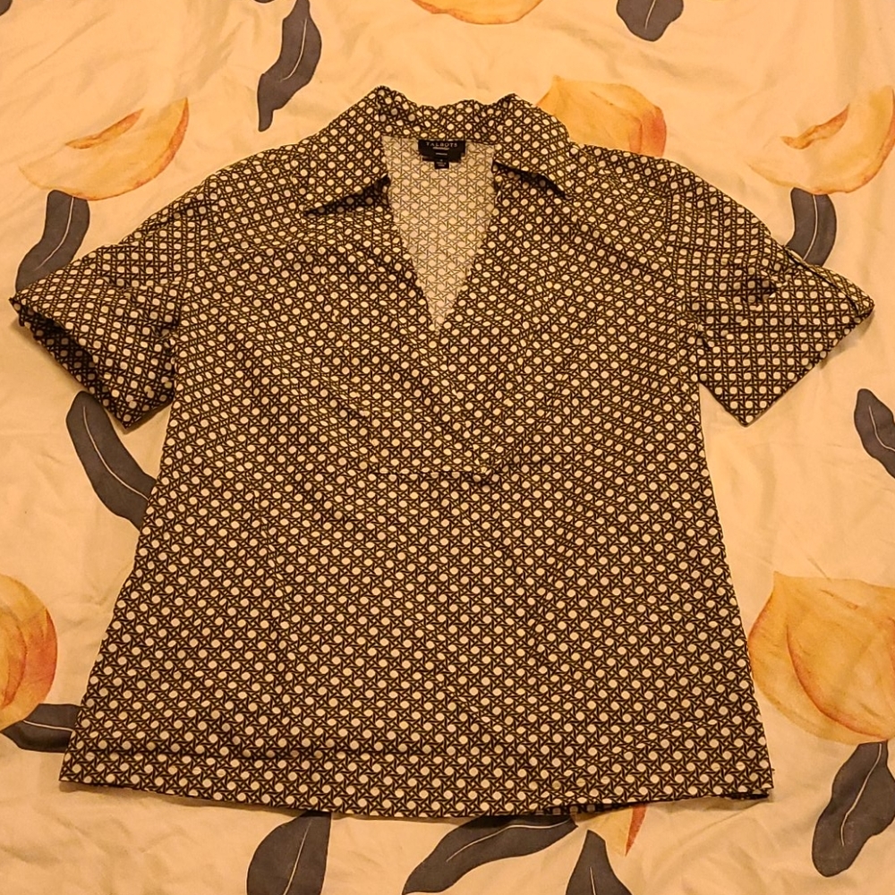 Short Sleeve Green Printed Blouse